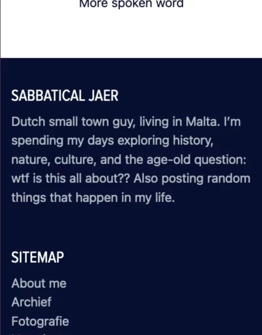 Sabbatical Jaer Homepage web design